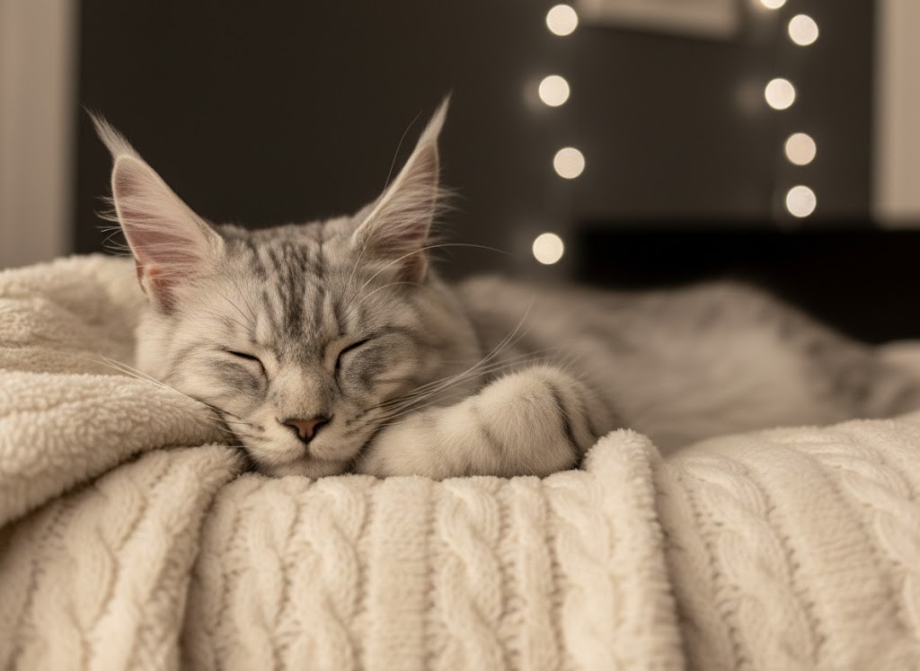 Mercury lounging on a blanket
